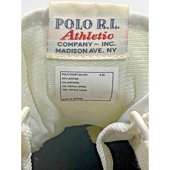 Polo Ralph Lauren White Court Suede & Leather Sneakers Shoes Men's Sz 8.5D - Picture 8 of 8